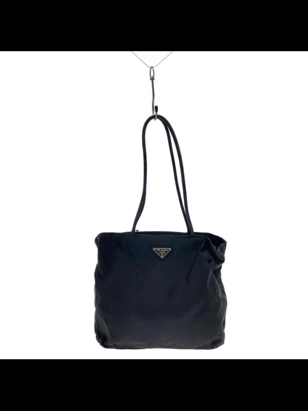 Prada Black Nylon Triangle Logo Tote Bag